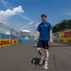A photo of Dan Ticktum walking the track in Jakarta.